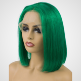 Green 10A+ Human Hair Bob Wig 13x4 Lace Front 150% Density