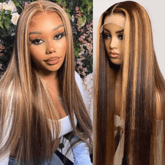 13x4 Glueless Brazilian Straight P4/27 Transparent Lace Wig 150%