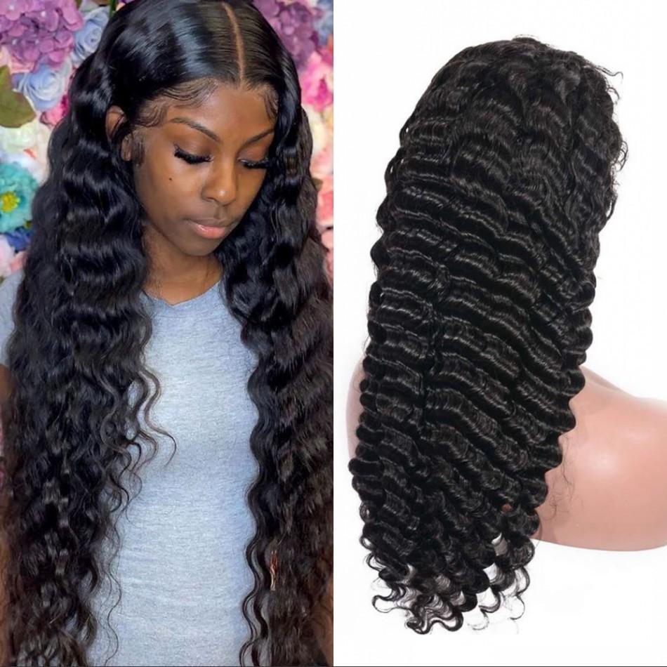 13x6 Brazilian Deep Wave 10A+ Transparent Lace Front Wig 150% Density - Virgin BrazilianWigVirgin BrazilianVirgin Brazilian1Bwig - dw16 - x6 - 14