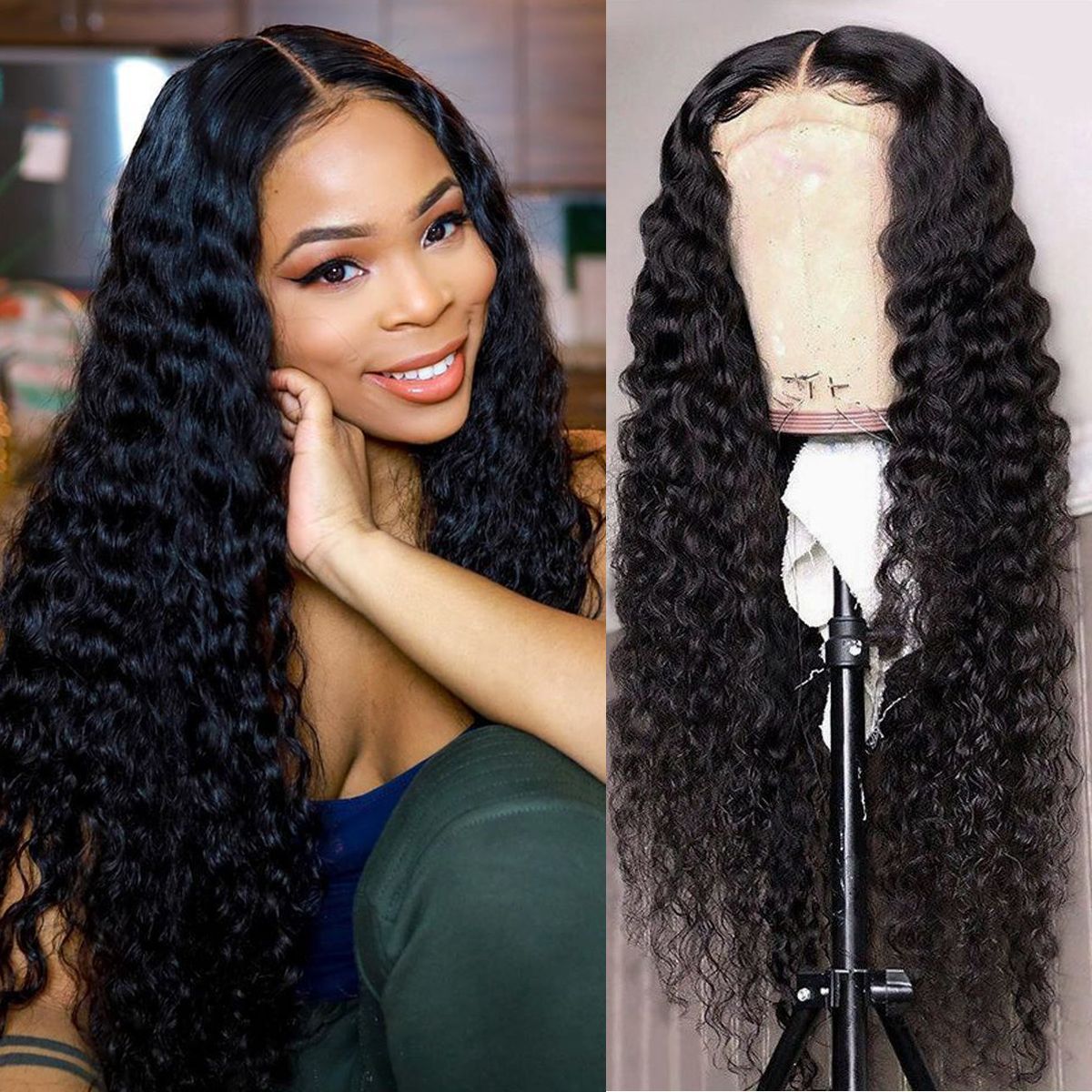 13x6 Brazilian Deep Wave 10A+ Transparent Lace Front Wig 150% Density - Virgin BrazilianWigVirgin BrazilianVirgin Brazilian1Bwig - dw16 - x6 - 14