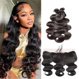 3 Bundles 10A+ Brazilian Body Wave Human Hair with Frontal - Virgin BrazilianBundle dealVirgin BrazilianVirgin BrazilianBWF141618 - 12