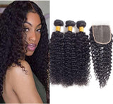 3 Bundles 10A+ Brazilian Curly Human Hair with Closure - Virgin BrazilianBundle dealVirgin BrazilianVirgin BrazilianBDC141618/12