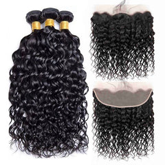 3 Bundles 10A+ Brazilian Natural Wave Human Hair with Frontal