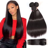 3 Bundles 10A+ Brazilian Straight Human Hair with Closure - Virgin BrazilianBundle dealVirgin BrazilianVirgin BrazilianBST141618 - 12