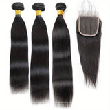 3 Bundles 10A+ Brazilian Straight Human Hair with Closure - Virgin BrazilianBundle dealVirgin BrazilianVirgin BrazilianBST141618 - 12