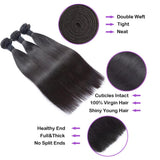 3 Bundles 10A+ Brazilian Straight Human Hair with Frontal - Virgin BrazilianBundle dealVirgin BrazilianVirgin Brazilian