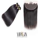 3 Bundles 10A+ Brazilian Straight Human Hair with Frontal - Virgin BrazilianBundle dealVirgin BrazilianVirgin Brazilian