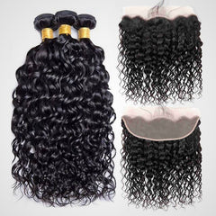 3 Bundles 10A+ Brazilian Natural Wave Human Hair with Frontal