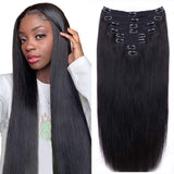 Brazilian Human Straight Clip IN Hair 9pcs - Virgin BrazilianSingle BundleVirgin BrazilianVirgin Braziliancliss4 - 14