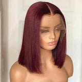 99J 10A+ Human Hair Bob Wig 13x4 Lace Front 150% Density
