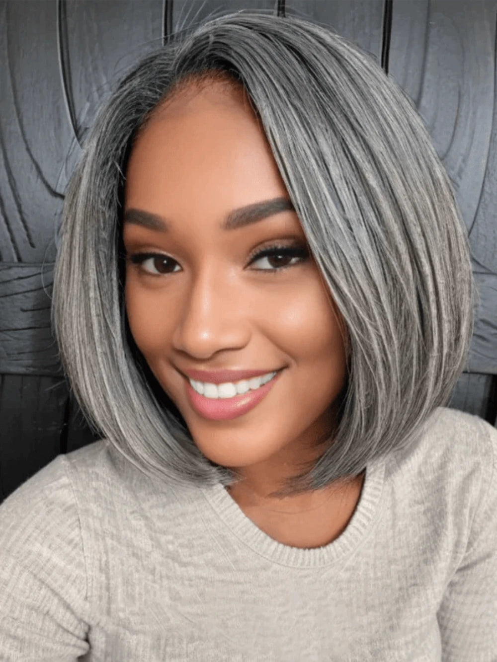 Glueless Bob Wig Salt & Pepper Grey 13x4 Straight 10A+ Human Hair 150% Density - Virgin BrazilianWigVirgin BrazilianVirgin Brazilian