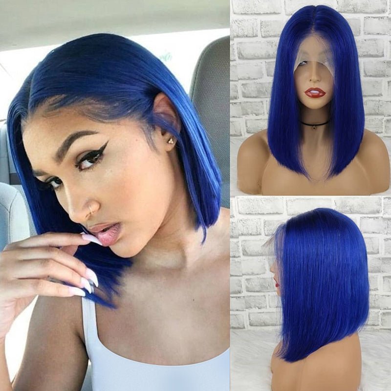 Royal Blue 10A+ Human Hair Bob Wig 13x4 Lace 150% Density - Virgin BrazilianWigVirgin BrazilianVirgin Brazilianwiredwig - bob12