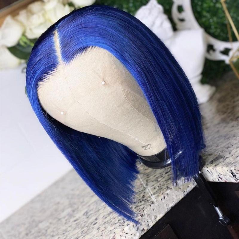 Royal Blue 10A+ Human Hair Bob Wig 13x4 Lace 150% Density - Virgin BrazilianWigVirgin BrazilianVirgin Brazilianwiredwig - bob12