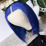 Royal Blue 10A+ Human Hair Bob Wig 13x4 Lace 150% Density